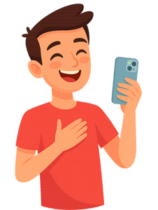 Pessoa feliz com iPhone